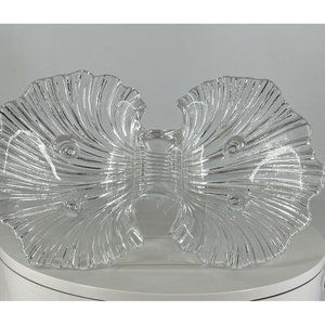 Clam Seashell Mikasa Walther Double Sided Footed Dish Crystal